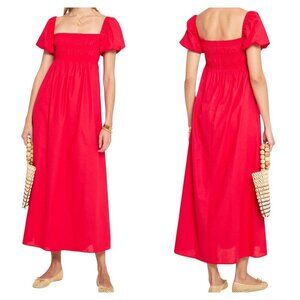 Kourt Laing Red Puff Sleeve Midi Dress Size Small NWT